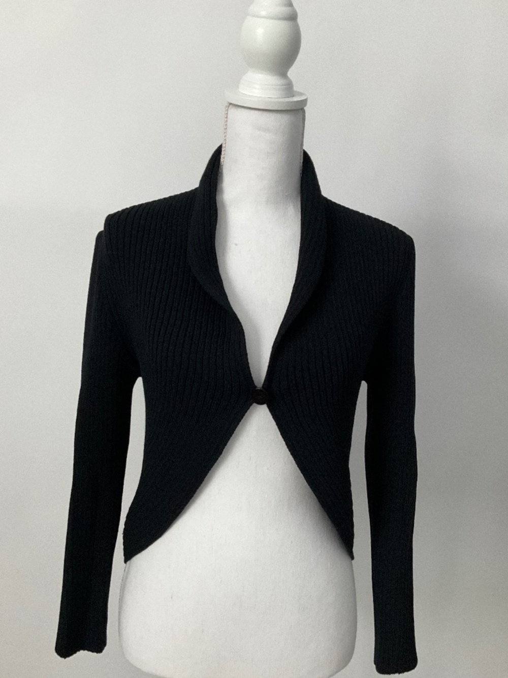 St. John Black Santana Knit Bolero Cardigan Jacket Luxury Size S